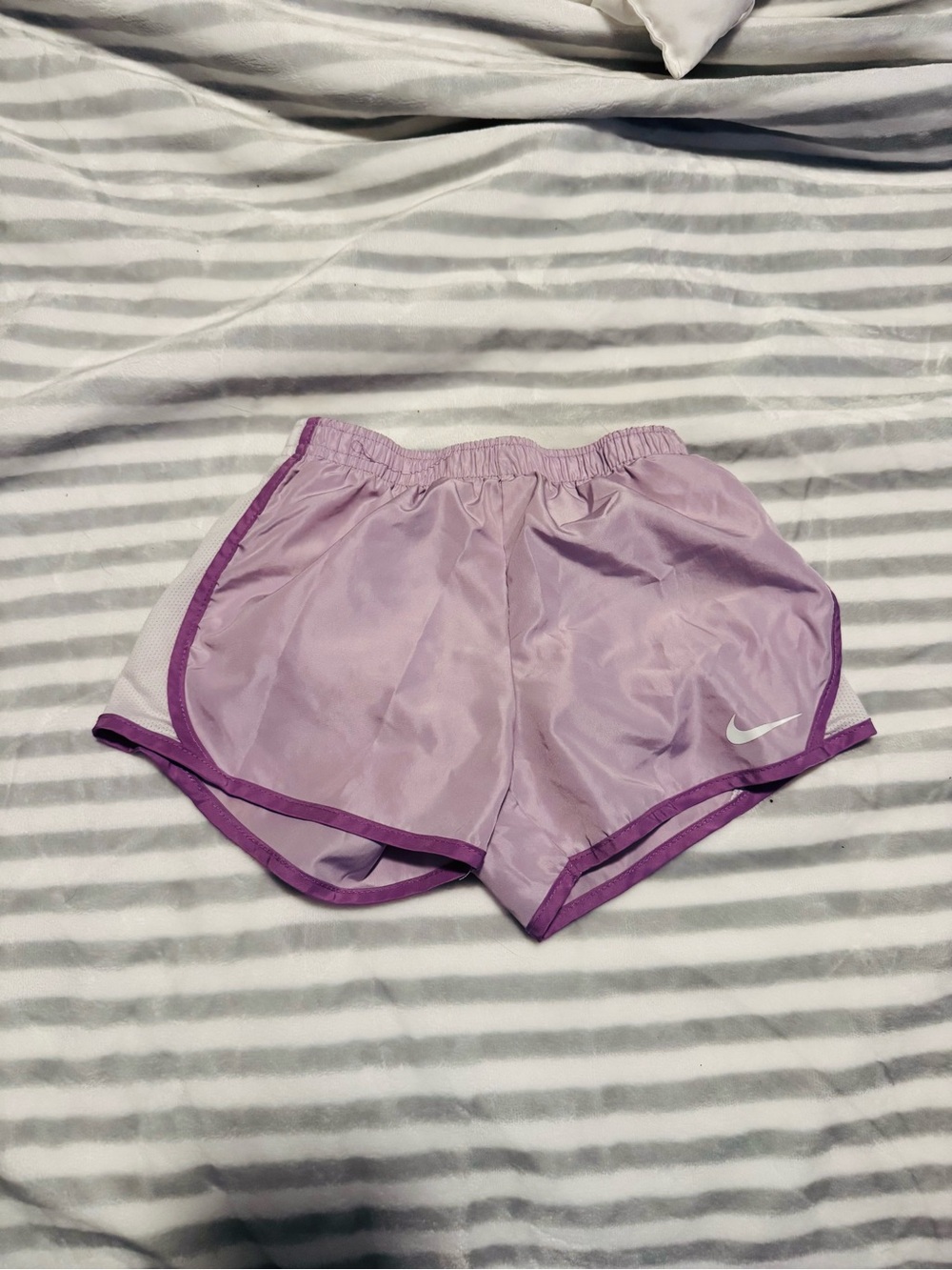 Nike Women's Light Lavender Athletic Shorts with Purple Trim